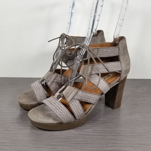 Paul Green Hana Lace-Up Sandal, Earth Gray Leather, Womens Size 8 M - Picture 3 of 12
